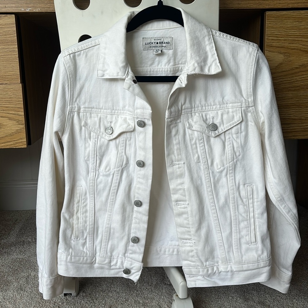 Lucky Brand white jean jacket. Size Small, barely worn